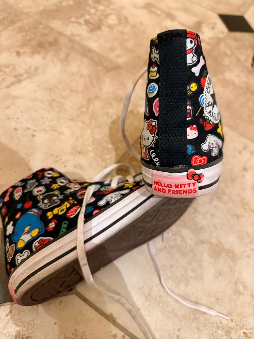 High-Top Converse Sneakers with Hello Kitty and Friends Print